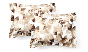 Ralph Lauren Corrine Tonal Leaf Standard Shams Flax & Chocolate Brown Botanical